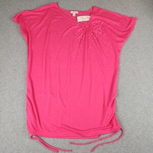 Zena Pink Rhinestone O-Ring Cinch Side Tunic Top Plus Size 18/20 NWT